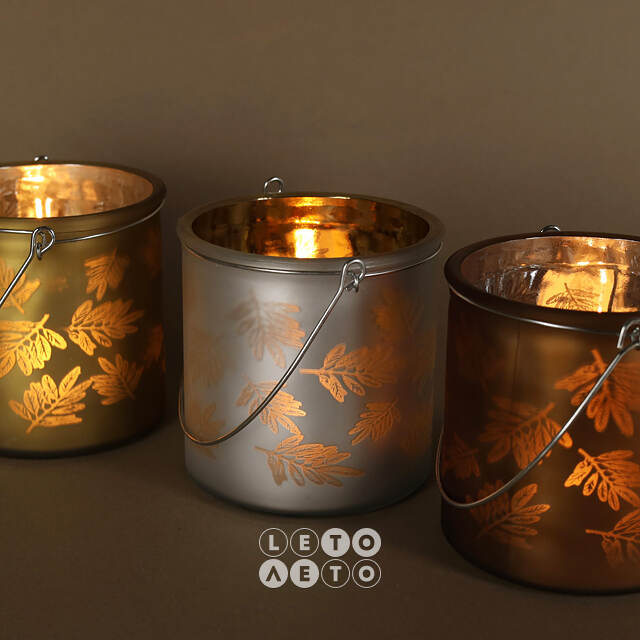 Стеклянный подсвечник Feuilles 12 см серебряный Kaemingk