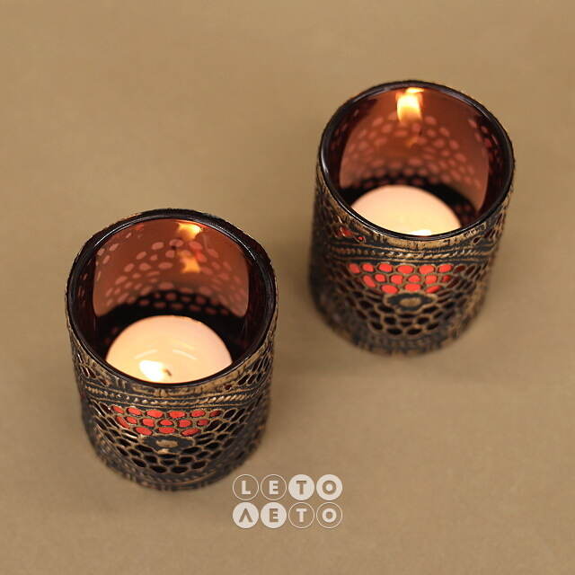 Стеклянный подсвечник Dinafeola 7 см красный Goodwill