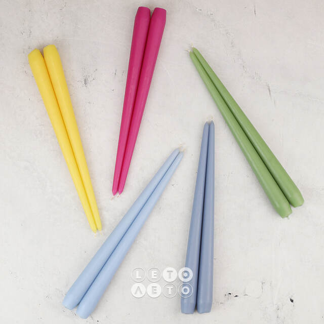 Высокие свечи 40 см Андреа Velvet светло-голубые, 10 шт Candleslight