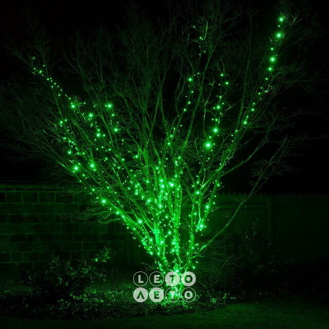 Гирлянды на дерево Клип Лайт Quality Light 30 м, 300 зеленых LED ламп, черный ПВХ, IP44 BEAUTY LED