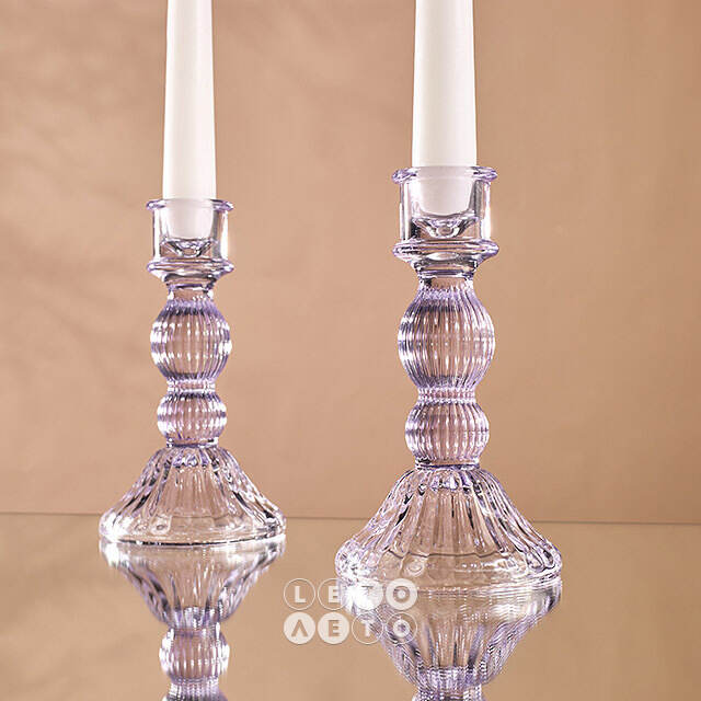 Стеклянный подсвечник Summer Mood 16*8 см фиолетовый Koopman