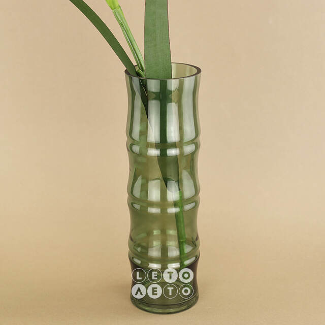 Стеклянная ваза Bambu 32*10 см изумрудная Koopman