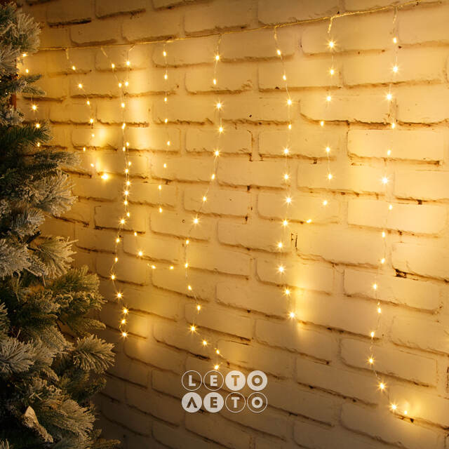 Светодиодная бахрома Капельки Росы 5*0.8 м, 412 экстра теплых белых мини LED ламп с мерцанием, серебряная проволока, IP20 Snowhouse
