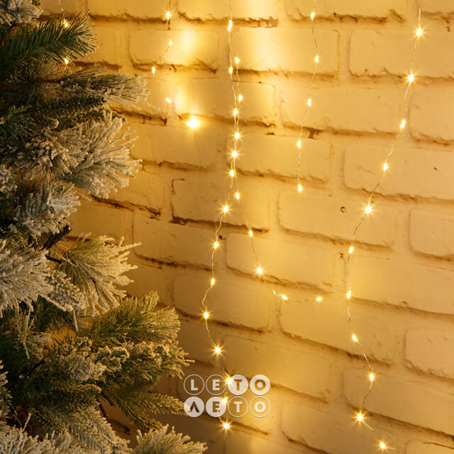 Светодиодная бахрома Капельки Росы 5*0.8 м, 412 экстра теплых белых мини LED ламп с мерцанием, серебряная проволока, IP20 Snowhouse