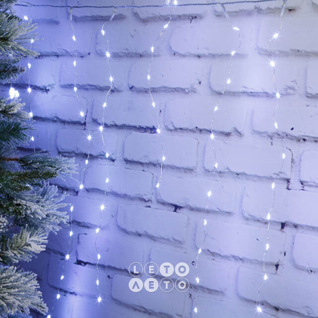 Светодиодная бахрома Капельки Росы 5*0.8 м, 412 холодных белых мини LED ламп с мерцанием, серебряная проволока, IP20 Snowhouse