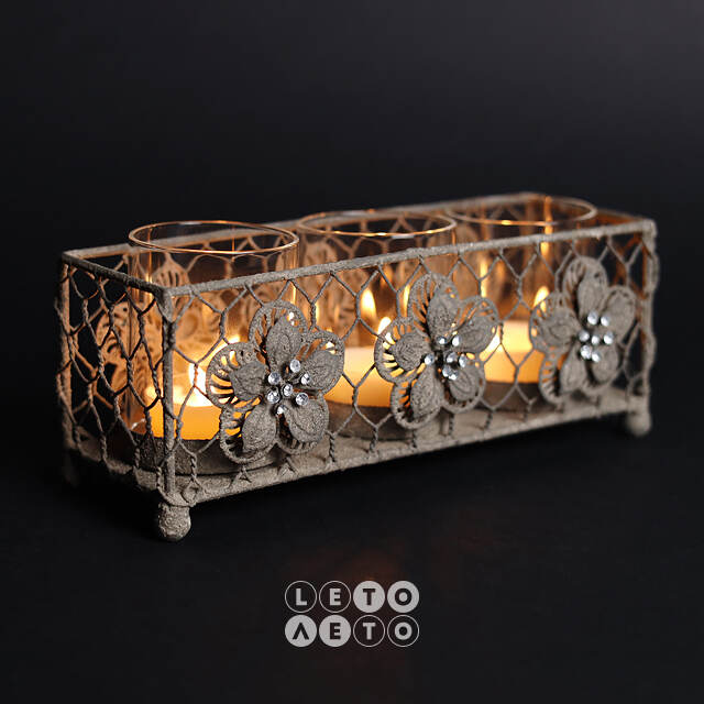 Подсвечник винтажный Цветы 17*7*8 см Kaemingk