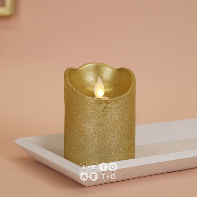 Набор светодиодных свечей с имитацией пламени Narcis Gold 10-15 см, 3 шт с пультом управления, на батарейках Kaemingk