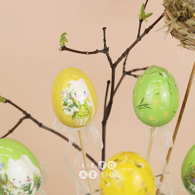 Пасхальные украшения Яйца на палочке Happy Sappy Easter 6 см, 6 шт Kaemingk
