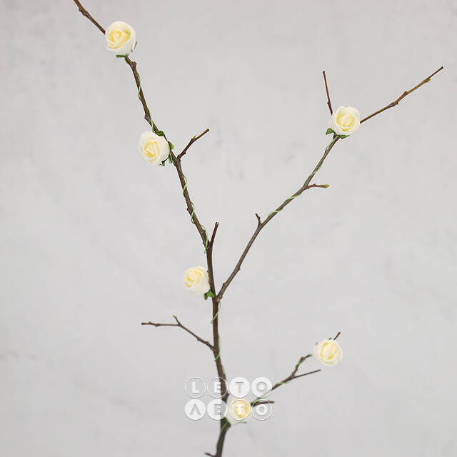 Искусственные розы для декора Lallita 10 см, 12 шт, кремовые Ideas4Seasons