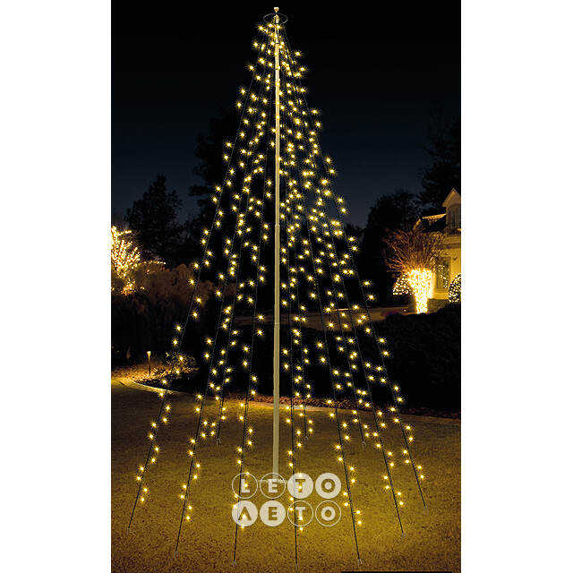 Электрогирлянда Конус 192 теплых белых LED ламп, 6*2.08 м, черный ПВХ, IP44 Koopman