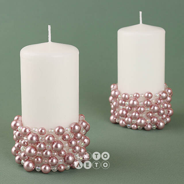 Украшение для свечи Joyeria de Perlas 7 см, розовый Swerox
