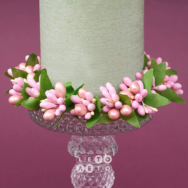 Венок для свечи Spring Berry 11 см, розовый Swerox