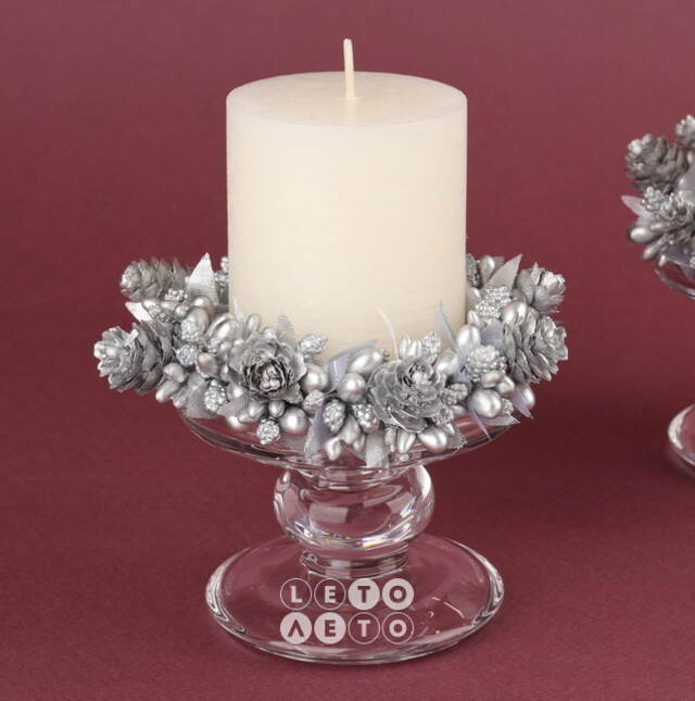 Венок для свечи Silver Pinecone 10 см Swerox
