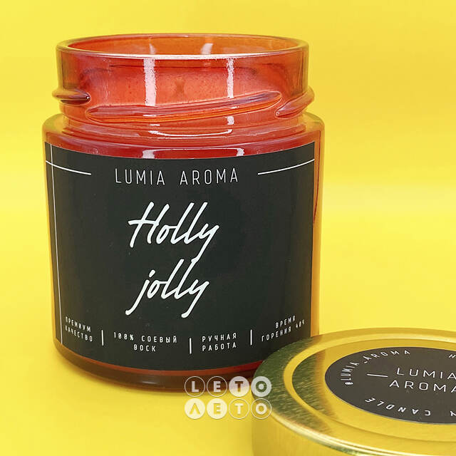 Ароматическая соевая свеча Holly Jolly 200 мл, 40 часов горения Lumia Aroma