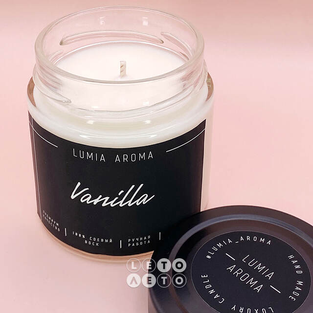 Ароматическая соевая свеча Vanilla 200 мл, 40 часов горения Lumia Aroma