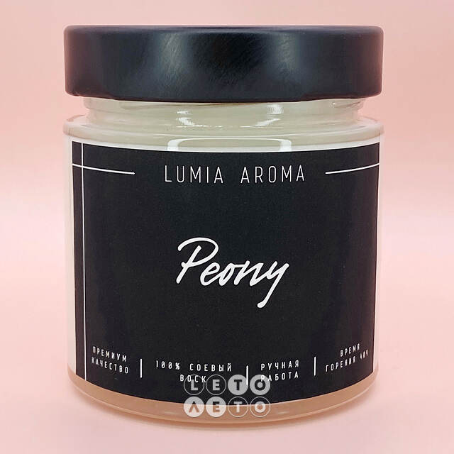 Ароматическая соевая свеча Peony 200 мл, 40 часов горения Lumia Aroma