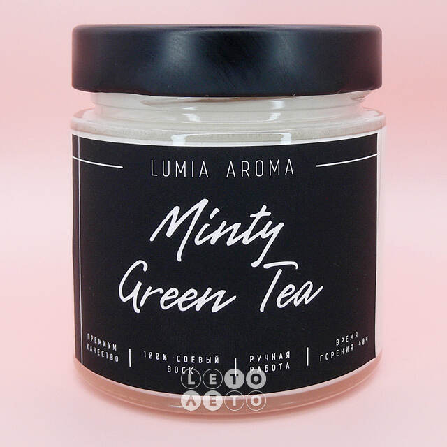 Ароматическая соевая свеча Minty Green Tea 200 мл, 40 часов горения Lumia Aroma