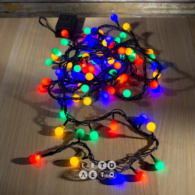 Светодиодная гирлянда для дома Маленькие жемчужины 80 разноцветных LED ламп 4 м, черный ПВХ, контроллер, IP20 Snowhouse