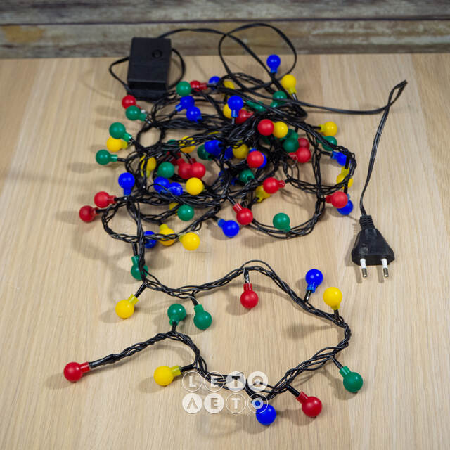 Светодиодная гирлянда для дома Маленькие жемчужины 80 разноцветных LED ламп 4 м, черный ПВХ, контроллер, IP20 Snowhouse