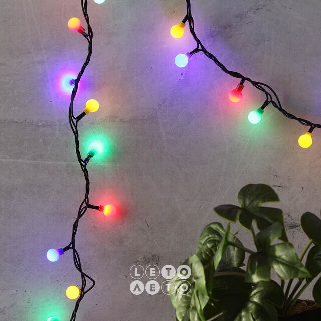 Светодиодная гирлянда для дома Маленькие жемчужины 80 разноцветных LED ламп 4 м, черный ПВХ, контроллер, IP20 Snowhouse