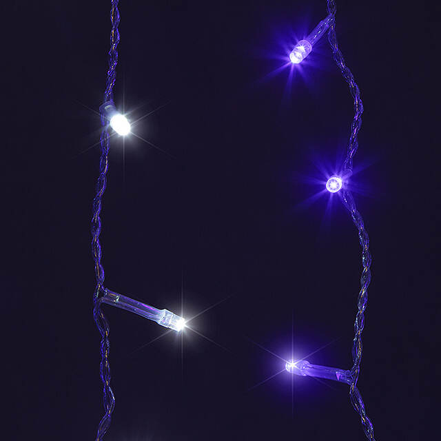 Светодиодный Занавес 1.5*1.5 м, 368 синих/холодных белых LED ламп, прозрачный ПВХ, соединяемый, IP20 Snowhouse
