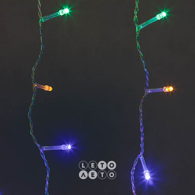 Светодиодный Занавес 1.5*1.5 м, 368 разноцветных LED ламп, прозрачный ПВХ, контроллер, IP20 Snowhouse