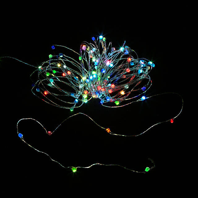 Светодиодная гирлянда Роса Пастель 120 разноцветных RGB мини LED ламп 12 м, серебряная проволока, IP44 Snowhouse