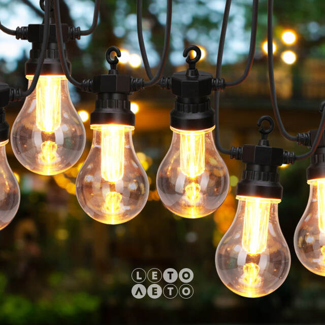 Гирлянда из лампочек Azopardo 4.5 м, 10 ламп, теплые белые LED, черный ПВХ, IP44 Koopman