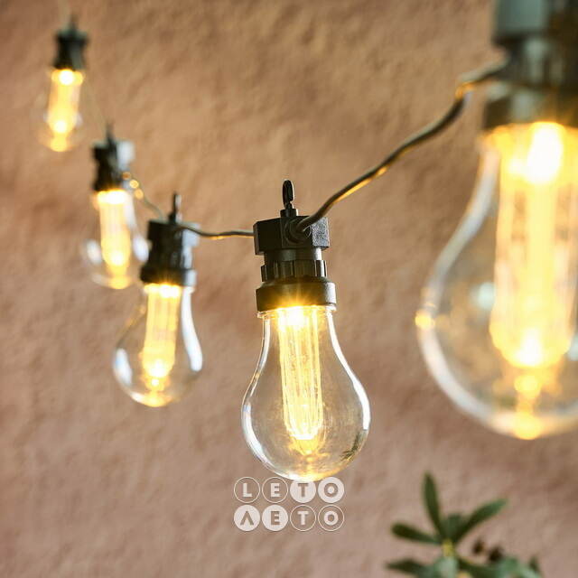 Гирлянда из лампочек Кальоре 4.5 м, 10 ламп, теплые белые LED, черный ПВХ, IP44 Koopman (Купман)