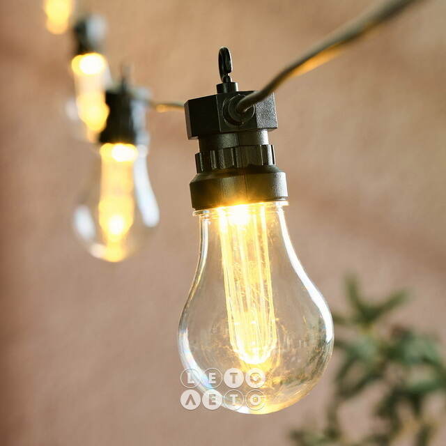 Гирлянда из лампочек Кальоре 4.5 м, 10 ламп, теплые белые LED, черный ПВХ, IP44 Koopman (Купман)
