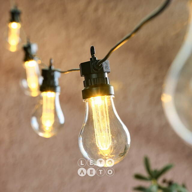Гирлянда из лампочек Кальоре 4.5 м, 10 ламп, теплые белые LED, черный ПВХ, IP44 Koopman (Купман)