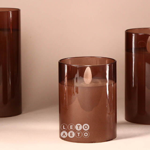 Светодиодная свеча в колбе Mosala - Amber 10 см, на батарейках Peha