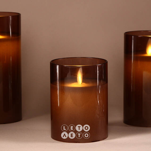 Светодиодная свеча в колбе Mosala - Amber 10 см, на батарейках Peha
