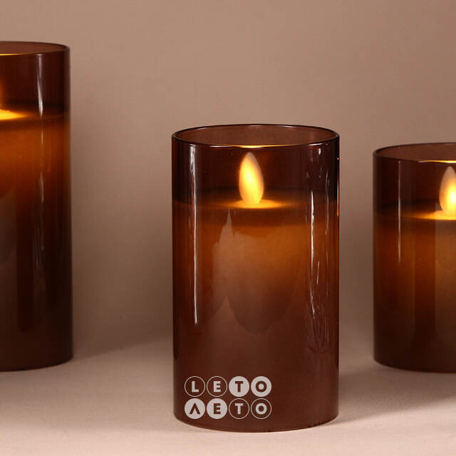 Светодиодная свеча в колбе Mosala - Amber 12 см, на батарейках Peha