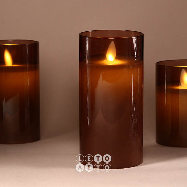 Светодиодная свеча в колбе Mosala - Amber 15 см, на батарейках Peha
