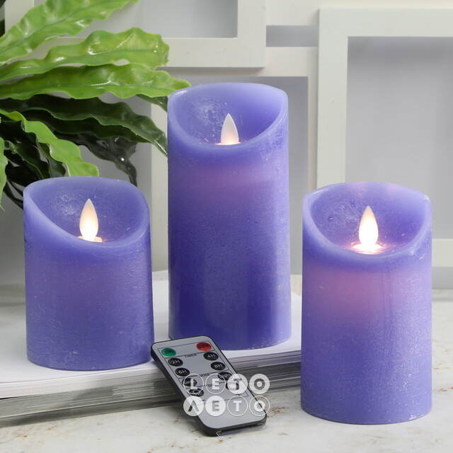 Набор свечей с имитацией пламени Ленорра Magic Flame 10-15 см, 3 шт, синие, с пультом управления Peha