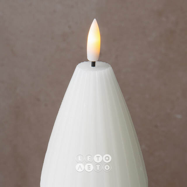 Светодиодная свеча с имитацией пламени Грацио 15 см белая, на батарейках Peha