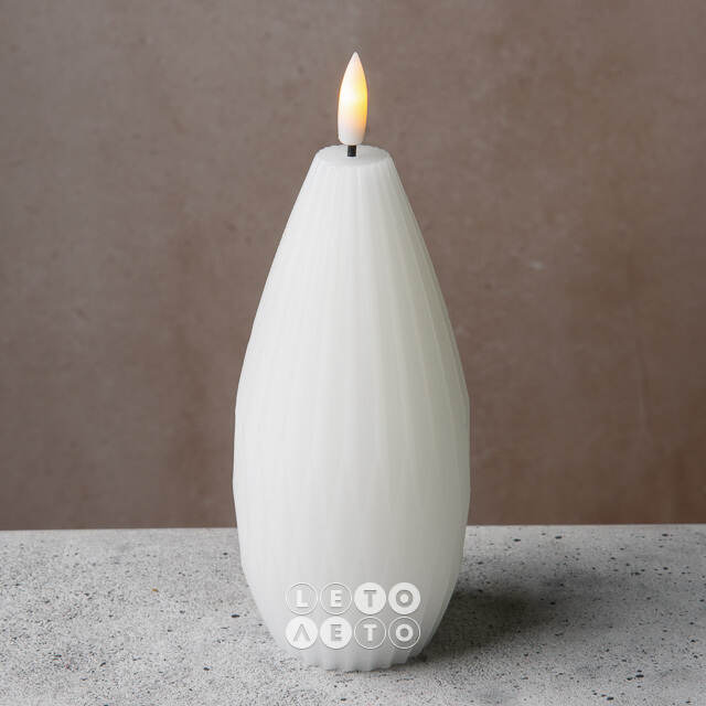 Светодиодная свеча с имитацией пламени Грацио 15 см белая, на батарейках Peha