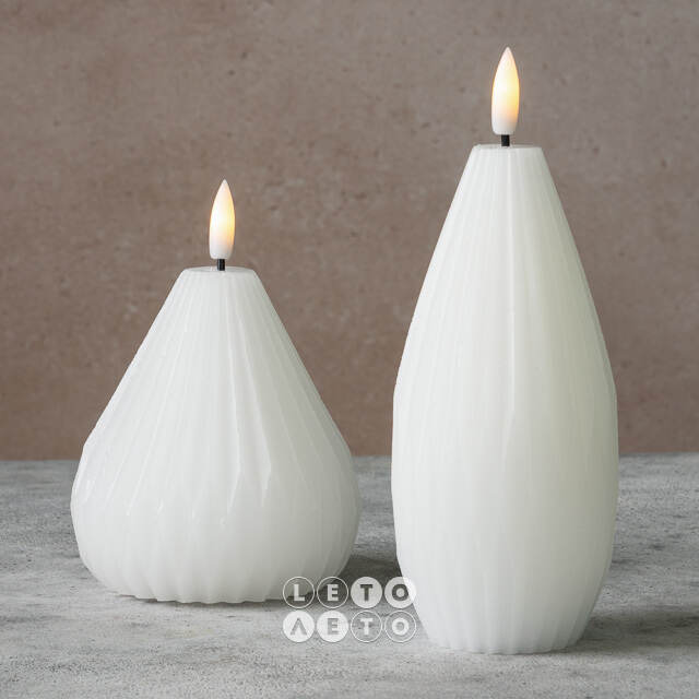 Светодиодная свеча с имитацией пламени Грацио 15 см белая, на батарейках Peha