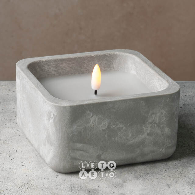 Светодиодная свеча Grey Urban 12*7 см в бетонном подсвечнике, на батарейках Koopman