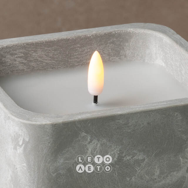 Светодиодная свеча Grey Urban 12*7 см в бетонном подсвечнике, на батарейках Koopman