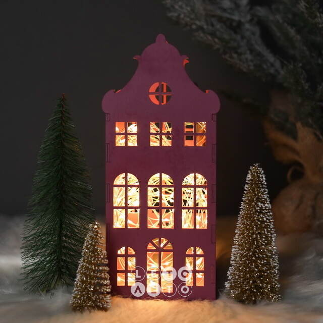 Декоративный домик Амстердам 27 см малиновый Christmas Apple