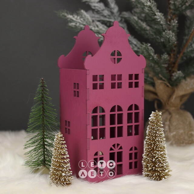Декоративный домик Амстердам 27 см малиновый Christmas Apple