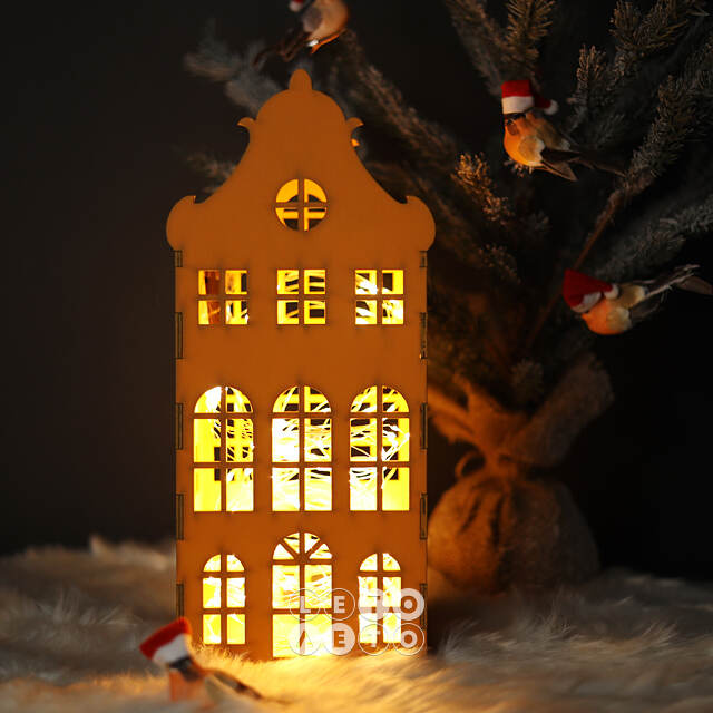 Декоративный домик Амстердам 37 см оранжевый Christmas Apple