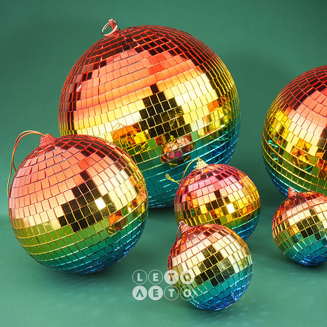 Зеркальный Диско-шар Rainbow Blue 15 см Winter Deco