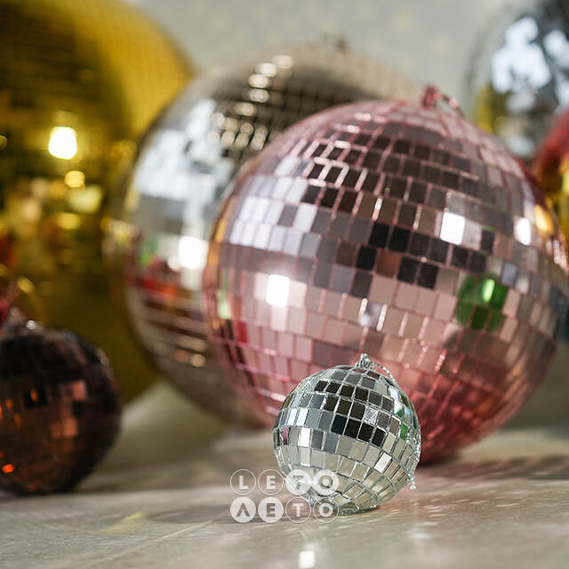 Набор елочных украшений Зеркальный Диско-шар 8 см розовый, 3 шт Winter Deco