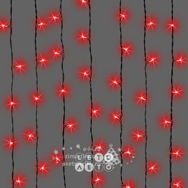 Светодиодный занавес Quality Light 2*1 м, 200 красных LED ламп, черный ПВХ, соединяемый, IP44 BEAUTY LED