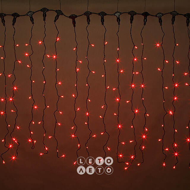 Светодиодный занавес Quality Light 2*1 м, 200 красных LED ламп, черный ПВХ, соединяемый, IP44 BEAUTY LED