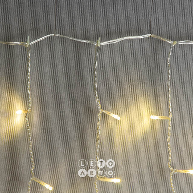 Гирлянда штора Quality Light 2*2 м, 400 теплых белых LED, прозрачный ПВХ, соединяемая, IP20 BEAUTY LED