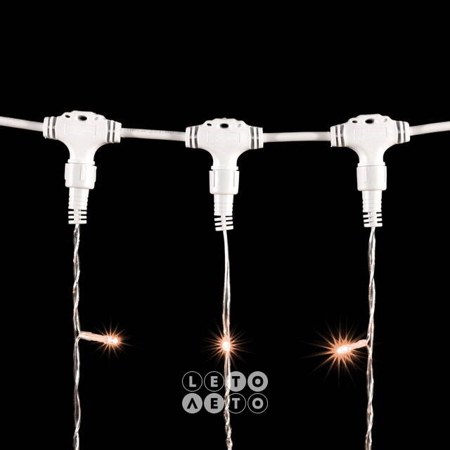 Светодиодный занавес Quality Light 2*2 м 400 экстра теплых белых LED ламп, прозрачный ПВХ, соединяемый, IP44 BEAUTY LED